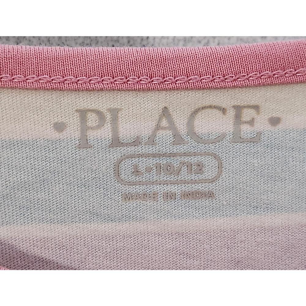 Children's Place Pink Striped With Solid Blue Bottom Dress Large Lightweight - Picture 3 of 3